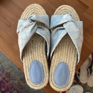 Coach light blue logo sandals